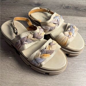 PAPUCEI dawn Braided Beige and Multicolor Sandals size 40 leather fabric